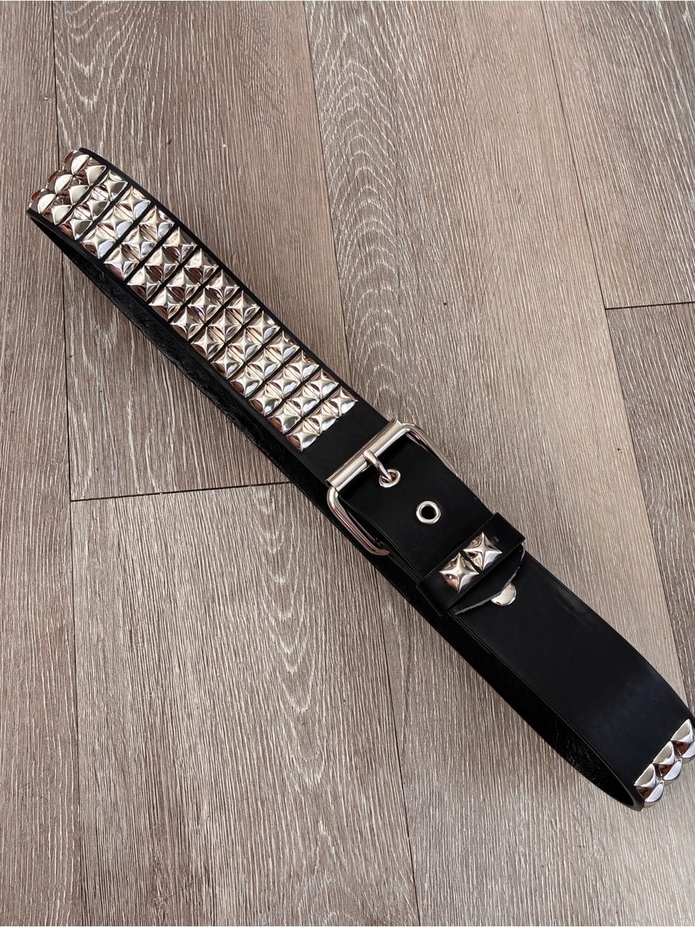 Hot Topic Black Studded Belt with Silver Hardware